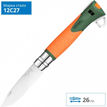 Набор-дисплей OPINEL, 8 ножей №12 EXPLORE из нержав стали, 4 зеленых + 4 оранжевых 001975